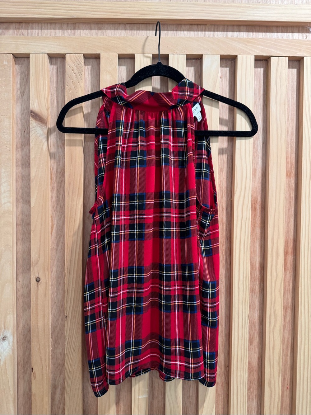 J. Crew Red Plaid Halter Neck Top